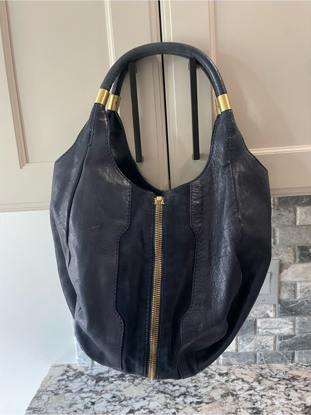 Jimmy Choo Blue Leather Shoulder Bag with Gold-Tone Hardware - Picture 2 of 5